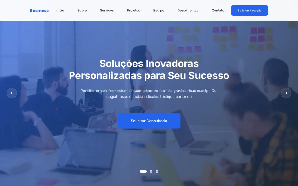 Primeira tela do modelo Consultoria Empresarial