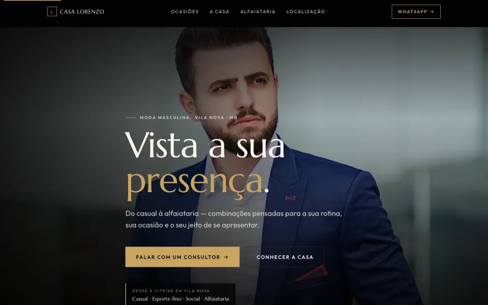 Primeira tela do modelo Moda Masculina