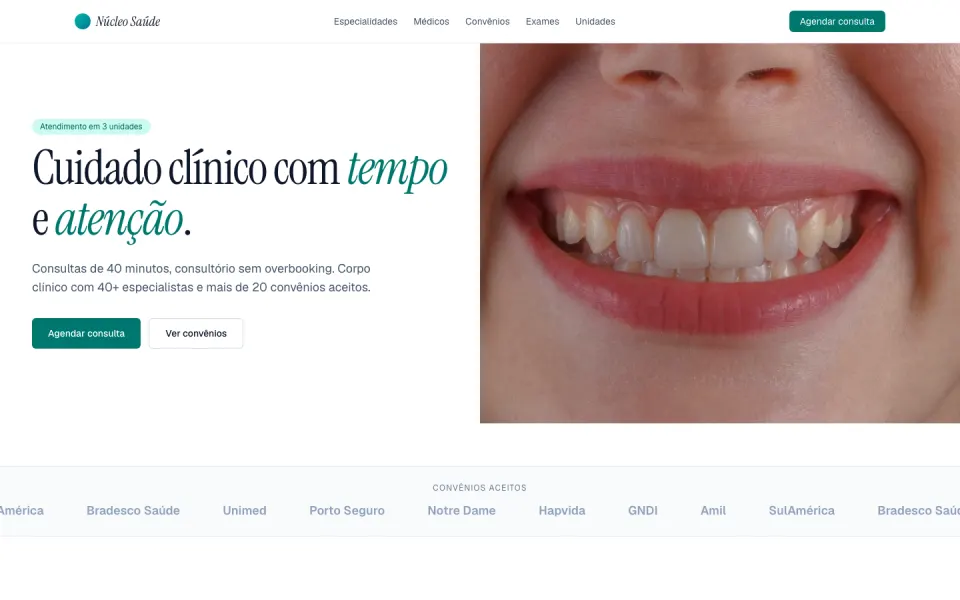 Primeira tela do modelo Clínica Médica
