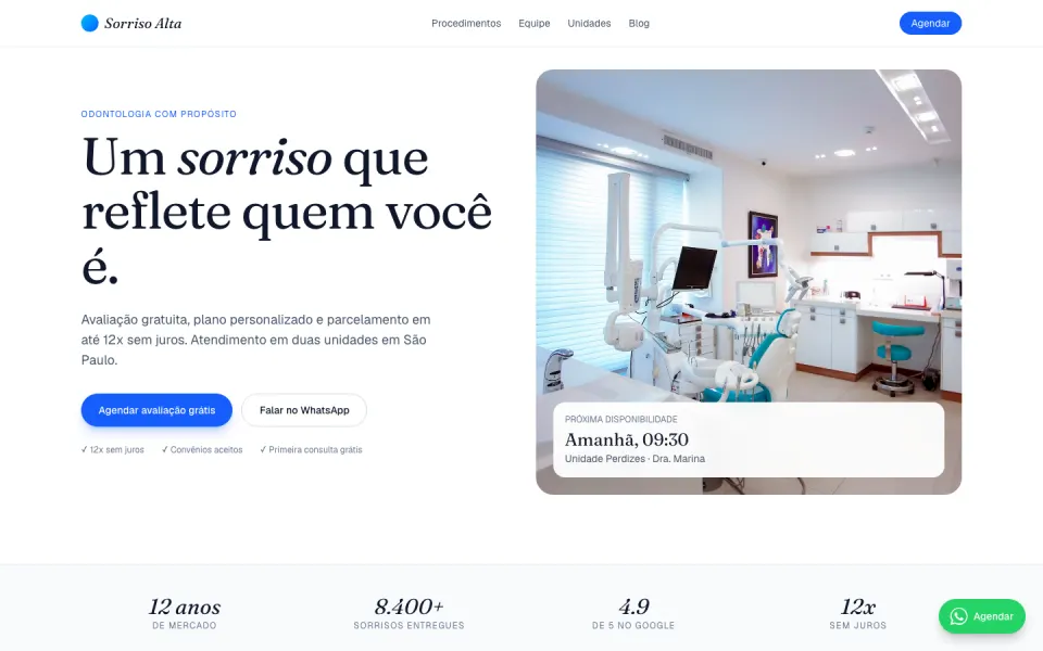 Primeira tela do modelo Clínica Odontológica