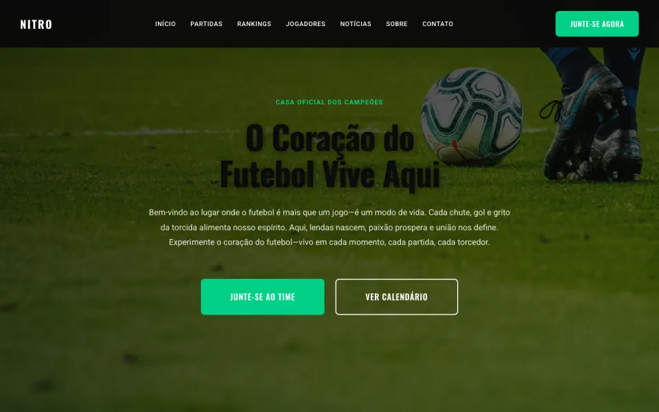 Primeira tela do modelo Clube Esportivo
