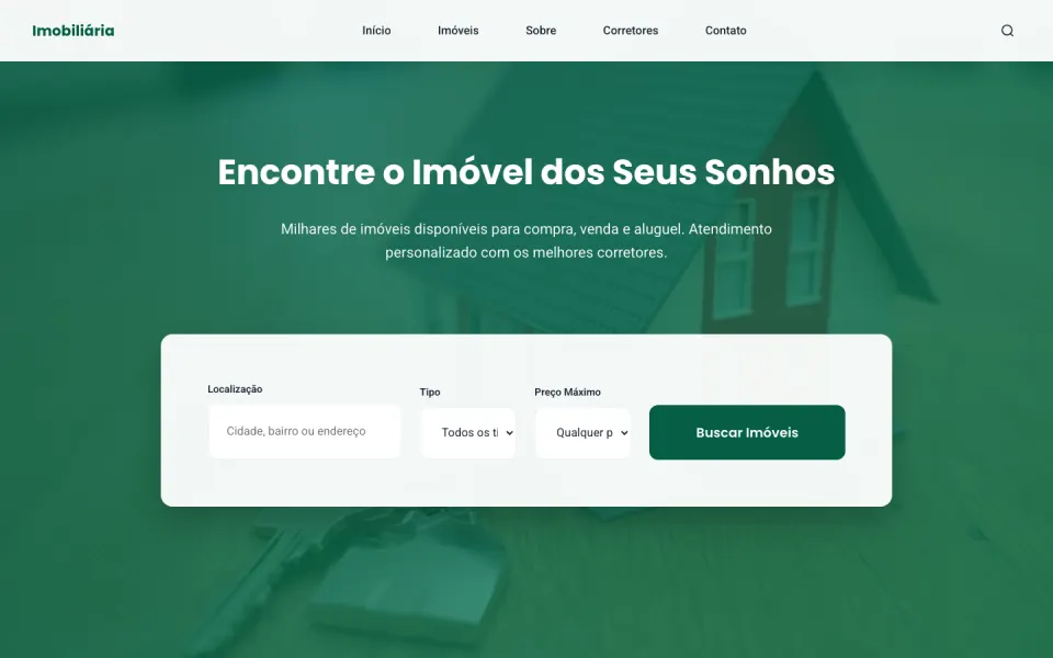 Primeira tela do modelo Imobiliária