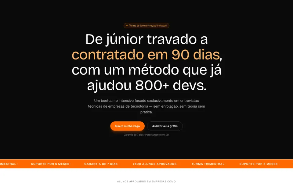 Primeira tela do modelo Infoproduto / Curso