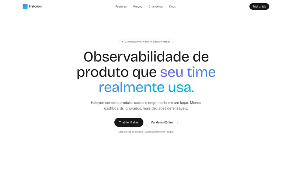 Primeira tela do modelo Produto / SaaS