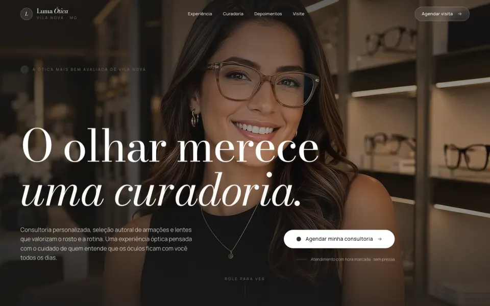 Primeira tela do modelo Ótica