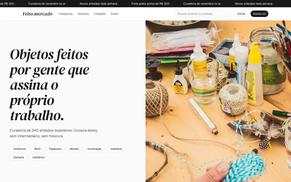 Primeira tela do modelo Marketplace