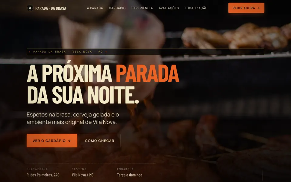 Primeira tela do modelo Bar e Espetaria