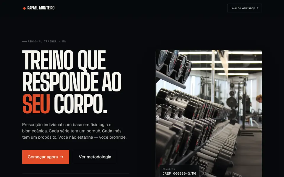 Primeira tela do modelo Consultoria Fitness