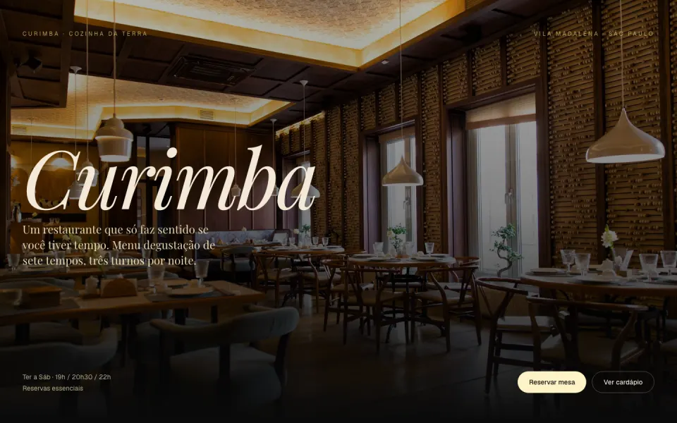 Primeira tela do modelo Restaurante / Bar